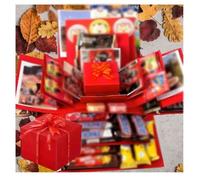 Surprise Explosion Gift Box Kit, Multi Layered DIY Creative Memory Photo Box, Gift Wrap Boxes with Hidden Compartments, Handmade Scrapbook for Anniversary Birthday, Unique Present(Red*1)