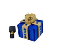 Surprise Explosion Gift Box Middle Finger, 3D Printed Pop-Up Annoying Gift Box Christmas Ornament, Present Boxs with Screws for Birthdays Home Christmas Decor Surprise (Blue box + gold bow)