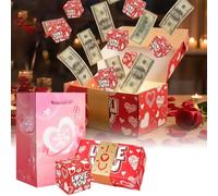 Surprise Gift Box Explosion for Money, 2026 NEW Valentine's Day Gifts, Pop-Up Money Gift Box Explosion, Surprise Gift Boxes for Birthdays, Valentine's Day & Anniversaries (10PC Pink) (10PC Red)