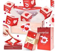 Surprise Gift Box Explosion for Money, Christmas Folding Bouncing Envelope Gift Box, Cash Explosion Pop-Up Surprise Money Boxes for Xmas Birthday Valentine Gift (16 Bounces Red Valentine)
