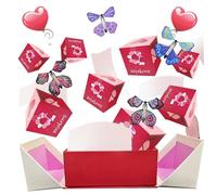 Surprise Gift Box Explosion for Money, Folding Pop-Up Explosion Gift Box with 12 Bounce & 4 Butterfly, Red Envelope Cash Can Put into Money for Birthday Christmas Gifts