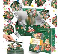 Surprise Gift Box Explosion for Money, Merry Christmas Folding Bouncing Gift Boxes, Pop-Up Folding Bouncing Money Box, for Christmas Birthday Anniversary Valentine Proposal(Green)
