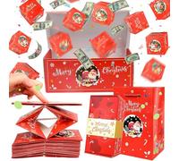 Surprise Gift Box Explosion for Money, Merry Christmas Folding Bouncing Gift Boxes, Pop-Up Folding Bouncing Money Box, for Christmas Birthday Anniversary Valentine Proposal(Red)