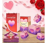 Surprise Gift Box Explosion for Money, Merry Christmas Folding Bouncing Gift Boxes, Pop-Up Money Gift Boxes Explosion, for Birthday Christmas Anniversary Valentine Proposal (Heart-A 16 Bounces Boxes)