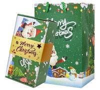 Surprise Gift Box Explosion for Money, Merry Christmas Pop-Up Money Gift Boxes Explosion, Folding Bouncing Money Gift Box for Birthday, Anniversary, Valentine, Proposal (12 Bounces,Green)