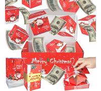 Surprise Gift Box Explosion for Money, Unique Folding Bouncing Red Envelope Gift Box with Confetti, Cash Explosion Luxury Box for Birthday Anniversary Valentine Proposal - Red Christmas
