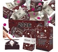 Surprise Gift Box Explosion for Money, Unique Folding Bouncing Red Envelope Gift Box with Confetti, Cash Explosion Luxury for Birthday Anniversary Valentine Proposal (15 Bounces) (Graduation - Maroon)