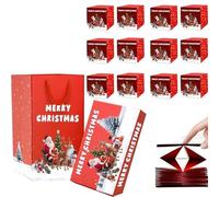 Surprise Gift Box Explosion,Pop Up Money Box,Merry Christmas Folding Bouncing Gift Boxes,Surprise Gift Box Explosion,Surprising Gifts Box Explosion For Money Christmas (Red, 12 Bounces)
