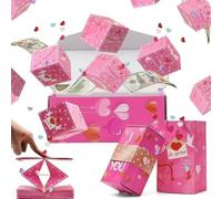 Surprise Gift Box Explosion Valentine's Day, DIY Folding Bouncing Envelope Gift Box, Money Gifts Wrap Boxes for Cash, Funny and Creative Ways to Give Money for Her Him Couples (Pink A 20 card)