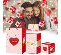 Surprise Gift Box for Valentine, Merry Christmas Folding Bouncing Boxes - Anniversary Box, Romantic Pop Up Cash Boxes, for Birthday, Anniversary and Valentine (8 bounces)