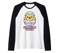 Surprise Inside Kawaii Easter Chick Cute Spring Egg Cartoon Raglan Baseball Tee