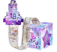 Surprise Money Box Gift Pull for Kpop theme,Purple Music Themed Cash Present with Box for Cash Gift Set for Fans & Kpop Birthday Decorations,Fun Birthday Gift for Women Men