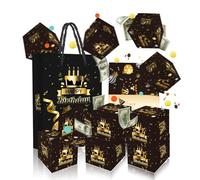 Surprise Money Pop Up Gift Box,Black Gold Money Explosion Gift Boxes Birthday,10Pcs Folding Bouncing Cash Boxes with Confetti,Explosion Cash Gift Box for Party Poppers Birthday Exploding Money-Card
