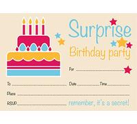Surprise party invitations, cake design, pack of 16, with or without envelopes (With envelopes)