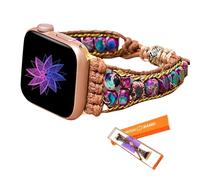 SURPRISE PIE Women Handmade Boho Stone Watch Bracelet Band Compatible with Apple Watch Bands Watch Strap for Iwatch Series9 8 7 6 5 4 3 2 1 SE Ultra(Pink-42/44/45mm)