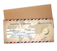 Surprise Travel Scratch Cards - Personalised Boarding Pass Gift - Anniversary Airplane Ticket Gift - Italian Language - Vintage Pattern - (1 Card)