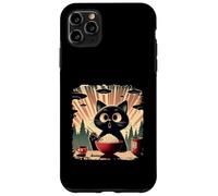Surprised Black Cat Eating Rice While Ufo Invade Retro Japan Case for iPhone 11 Pro Max