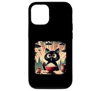Surprised Black Cat Eating Rice While Ufo Invade Retro Japan Case for iPhone 12/12 Pro