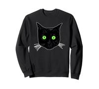 Surprised Black Cat with green eyes Black Cat Face Sweatshirt
