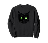 Surprised Black Cat with green eyes Black Cat Face Sweatshirt