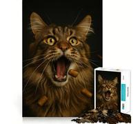 Surprised Cat Catching Treats Teenagers 1000 Piece Jigsaw Puzzle Think Smart Toy Bonding Time Smooth Cut Santa Wish List (38x26cm)