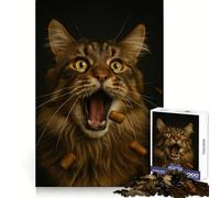 Surprised Cat Catching Treats Teenagers 1000 Piece Jigsaw Puzzle Think Smart Toy Bonding Time Smooth Cut Santa Wish List (38x26cm)