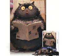 Surprised Cat Reading Newspaper Jigsaw Puzzle for Teenagers 1000 Pieces Enhance Recall Quiet Fun Exact Edge Artistic Gift (38x52cm)