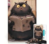 Surprised Cat Reading Newspaper Jigsaws 1000 Pieces for Adults Brain Challenge Toy Peaceful Time Clear Cut Art Collectible (38x26cm)