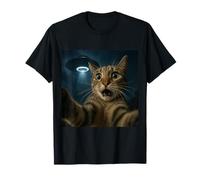 Surprised Cat UFO Abduction Sci-Fi Feline Beam T-Shirt