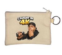 Surprised Man Caught on Camera Key Chain Coin Purse Beige
