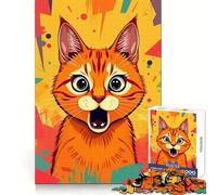 Surprised Orange Cat Jigsaw Puzzles 1000 Pieces for Teenagers Strong Logic Toy Home Activity Clear Edge Cherished Gift (38x26cm)