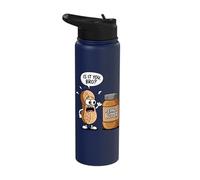 Surprised Peanut Looking at Peanut Butter is It You Bro? Stainless Steel Insulated Water Bottle