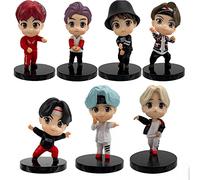 SurpriseSeptember 7 Pieces of BTS Youth League Cake Decoration Bulletproof Q Version Character Idol Hand Office - Desktop Car Cake Decoration BTS Action Figure (D)