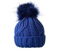 Surprizeshop Ladies Waterproof Bobble Hat | Detachable Bobble | Soft Inner Fleece | Cable Knit Design | Golf Hat | Walking Hat | One Size (Royal Blue)