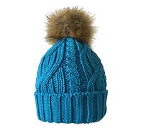 Surprizeshop Ladies Waterproof Bobble Hat | Detachable Bobble | Soft Inner Fleece | Cable Knit Design | Golf Hat | Walking Hat | One Size (Aqua)