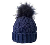 Surprizeshop Ladies Waterproof Bobble Hat | Detachable Bobble | Soft Inner Fleece | Cable Knit Design | Golf Hat | Walking Hat | One Size (Navy)