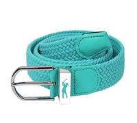Surprizeshop Super Stretch Woven Webbing Belt | Hand Enamelled Lady Golfer Detailing On Buckle | Womens Golf Belt | ONE SIZE FITS MOST UK 8-16 | Reinforced PU Tip (Ocean Blue)