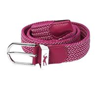 Surprizeshop Super Stretch Woven Webbing Belt | Pastle Blue Design with Hand Enamelled Lady Golfer Detailing On Buckle | Womens Golf Belt | ONE SIZE FITS MOST UK 8-16 Pink/White