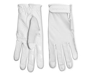 Surprizeshop Tan Through Women's Golf Glove (Left Hand) | One Size Ladies Golf Glove | Tan Through Design | Extra Grip Silicon Palm | One Size Fits All | Nail Protection (White)