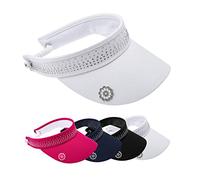 Surprizeshop Womens Golf Embellished Crystal Visor | Telephone Wire | Built in Magnet | Hand Enamelled 25mm Ball Marker | Rigid Peak | Multiple Colours | Golf Visor | Tennis Visor White