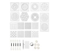 SurPse 33-Piece Sashiko Templates, Sashiko Stencils Kit, Sashiko Kits for Beginners UK, Embroidery Sewing Set with White Threads, Needles, Finger Protectors and Thimble for DIY Crafts and Quilting