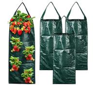 SurPse 4 Pack Strawberry Planters, Hanging Strawberry Planter - Strawberry Wall Planter for Vertical Gardening, Reusable Hanging Grow Bags for Balcony, Patio, Herb, Flower Growing