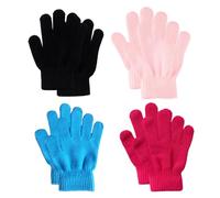 SurPse 4 Pairs Kids Gloves, Magic Gloves, Stretchy Knitted Winter Warm Full Finger Set in Assorted Colours for Boys and Girls
