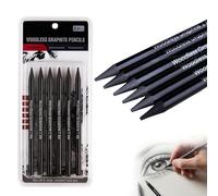 SurPse 6 Pack Charcoal Pencils, Woodless Black Graphite Pencils Set, Sketching, Shading and Artwork, Includes HB 2B 4B 6B 8B EE Black Soft Sketch, Ideal for Beginners and Professional Artists