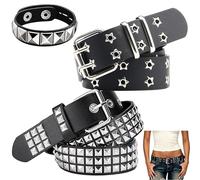 SurPse Edgy Punk Style Studded Belt - Punk Belt Set with 3 Punk Accessories, Goth Belt for Men & Women, Rock Fashion Statement