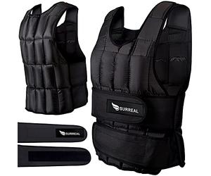 Surreal 20KG Weighted Vest for Men & Women - Adjustable Weight Vest with Removable Sand Bag - Comfortable Padded Training Vest for Running, Walking & Fitness - Sweat Resistant Body Weight Vest - Black