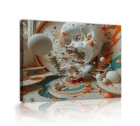 Surreal 3D Face Canvas Wall Art Fluid Sculpture Poster Prints 45x60cm