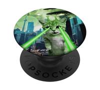 Surreal Alien Cat Laser Eyes Sci Fi Art PopSockets Adhesive PopGrip