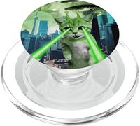 Surreal Alien Cat Laser Eyes Sci Fi Art PopSockets PopGrip for MagSafe