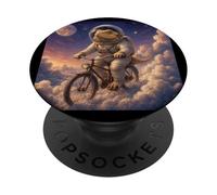 Surreal Astronaut Bearded Dragon Riding Bicycle PopSockets Adhesive PopGrip